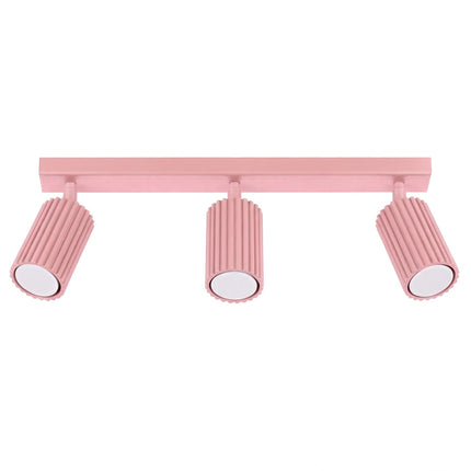 Plafonnier Oslo barre 3 spots orientables 45 cm rose poudré, packshot sur fond blanc