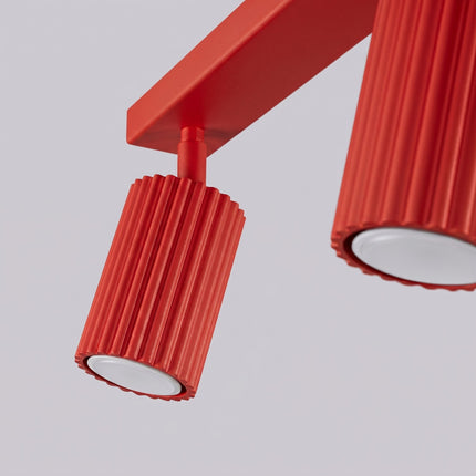 Plafonnier Oslo barre 3 spots orientables 45 cm rouge vif, vue de détail