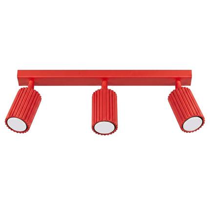 Plafonnier Oslo barre 3 spots orientables 45 cm rouge vif, packshot sur fond blanc