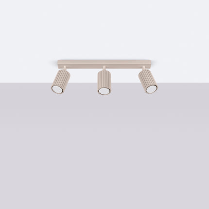 Plafonnier Oslo Barre 3 Spots Orientables 45 cm en Aluminium Taupe, vue en situation