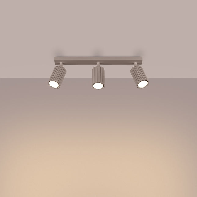 Oslo Bar ceiling light 3 adjustable spotlights 45 cm in taupe aluminum, light on