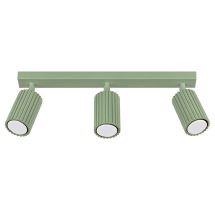 Plafonnier Oslo barre 3 spots orientables 45 cm vert sauge, packshot sur fond blanc