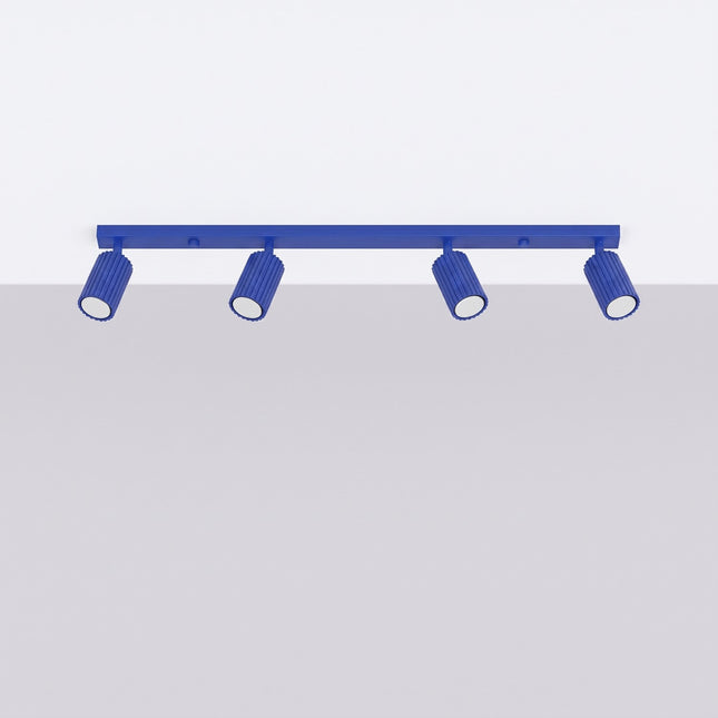 Oslo Bar ceiling light 4 adjustable spotlights 81 cm in ultramarine blue aluminum, lifestyle view