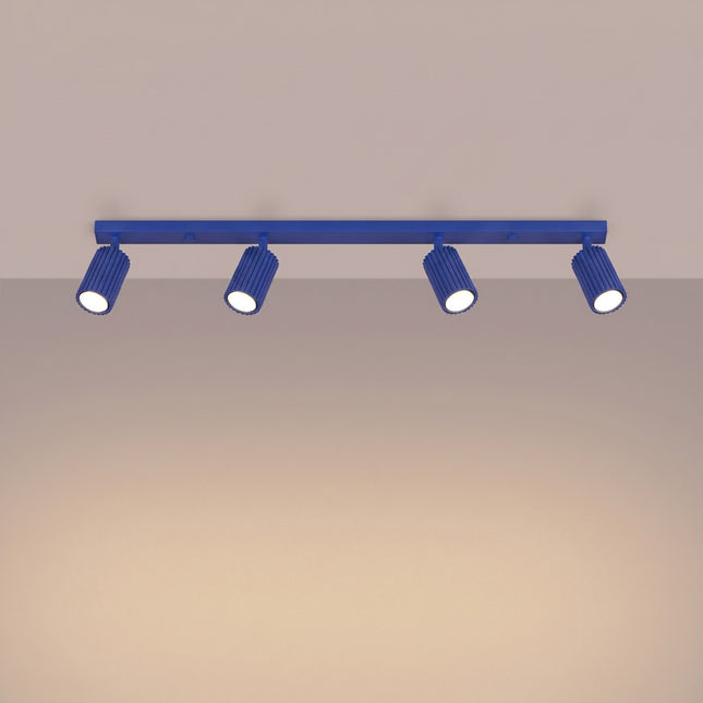 Oslo Bar ceiling light 4 adjustable spotlights 81 cm in ultramarine blue aluminum, light on