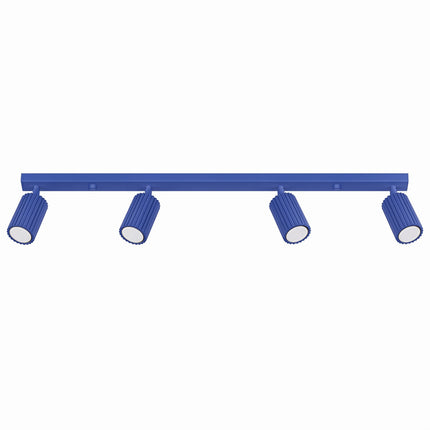 Plafonnier Oslo Barre 4 Spots Orientables 81 cm en Aluminium Bleu Outremer, packshot sur fond blanc