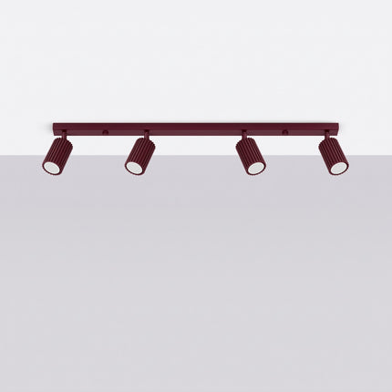 Plafonnier Oslo Barre 4 Spots Orientables 81 cm en Aluminium Bordeaux, vue en situation