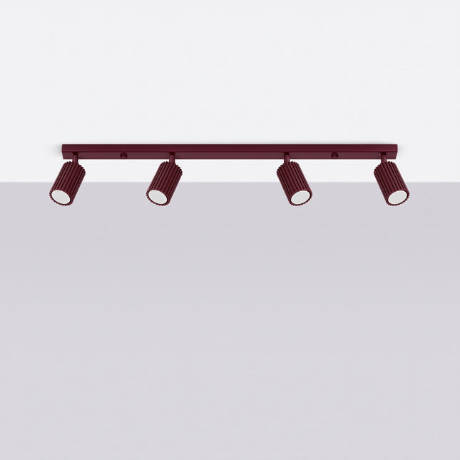 Oslo Bar ceiling light 4 adjustable spotlights 81 cm in burgundy aluminum, lifestyle view