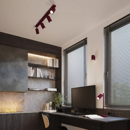 Plafonnier Oslo Barre 4 Spots Orientables 81 cm en Aluminium Bordeaux, mise en situation 2