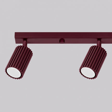 Plafonnier Oslo Barre 4 Spots Orientables 81 cm en Aluminium Bordeaux, détail de la finition