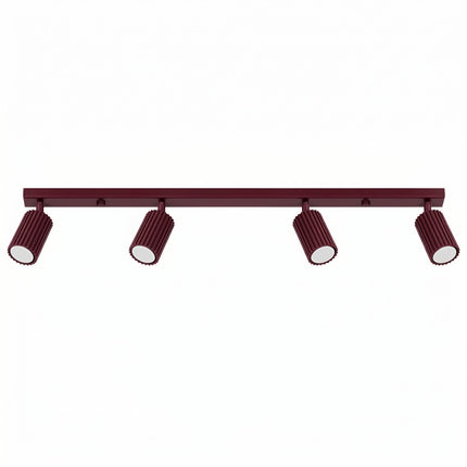 Plafonnier Oslo Barre 4 Spots Orientables 81 cm en Aluminium Bordeaux, packshot sur fond blanc