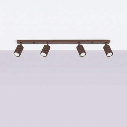 Plafonnier Oslo Barre 4 Spots Orientables 81 cm en Aluminium Brun Chocolat, vue en situation
