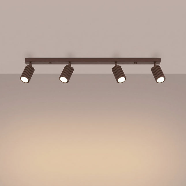 Oslo Bar ceiling light 4 adjustable spotlights 81 cm in chocolate brown aluminum, light on
