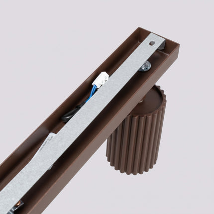 Plafonnier Oslo Barre 4 Spots Orientables 81 cm en Aluminium Brun Chocolat, vue de détail