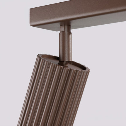 Plafonnier Oslo Barre 4 Spots Orientables 81 cm en Aluminium Brun Chocolat, détail de la fixation