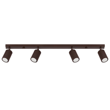 Plafonnier Oslo Barre 4 Spots Orientables 81 cm en Aluminium Brun Chocolat, packshot sur fond blanc