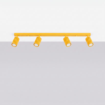 Plafonnier Oslo Barre 4 Spots Orientables 81 cm en Aluminium Jaune Ambré, vue en situation
