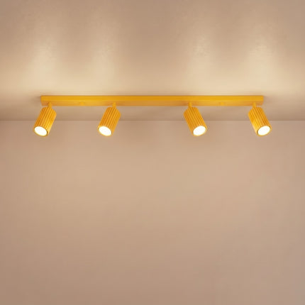 Plafonnier Oslo Barre 4 Spots Orientables 81 cm en Aluminium Jaune Ambré, lumière allumée