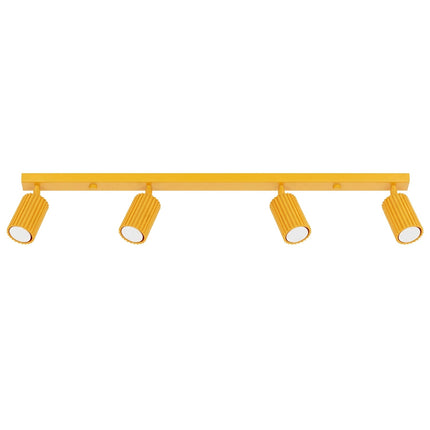 Plafonnier Oslo Barre 4 Spots Orientables 81 cm en Aluminium Jaune Ambré, packshot sur fond blanc