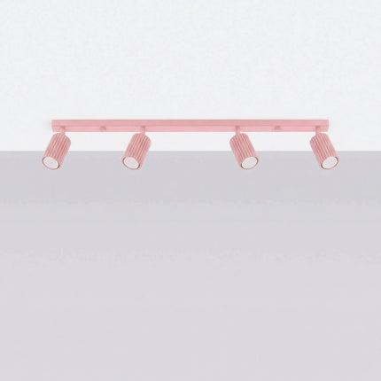 Plafonnier Oslo Barre 4 Spots Orientables 81 cm en Aluminium Rose Poudré, vue en situation