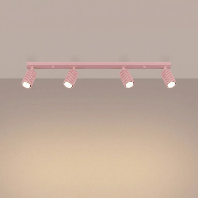 Oslo Bar ceiling light 4 adjustable spotlights 81 cm in powder pink aluminum, light on