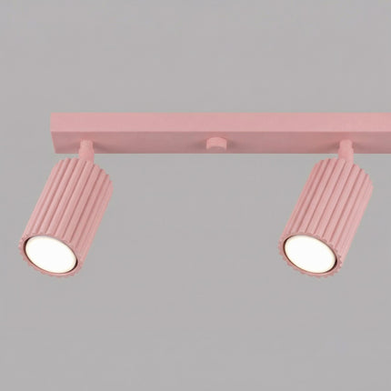 Plafonnier Oslo Barre 4 Spots Orientables 81 cm en Aluminium Rose Poudré, packshot de trois quarts