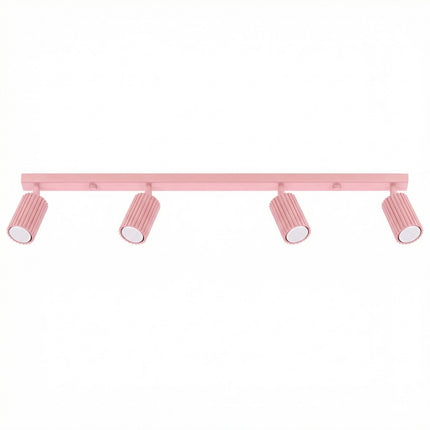 Plafonnier Oslo Barre 4 Spots Orientables 81 cm en Aluminium Rose Poudré, packshot sur fond blanc
