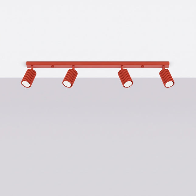 Oslo Bar ceiling light 4 adjustable spotlights 81 cm in bright red aluminum, lifestyle view