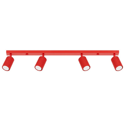 Plafonnier Oslo Barre 4 Spots Orientables 81 cm en Aluminium Rouge Vif, packshot sur fond blanc