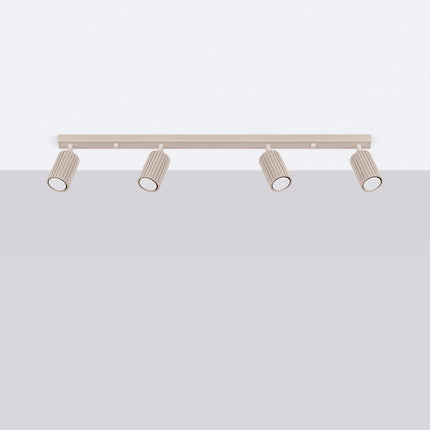 Plafonnier Oslo Barre 4 Spots Orientables 81 cm en Aluminium Taupe, vue en situation