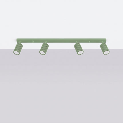 Plafonnier Oslo Barre 4 Spots Orientables 81 cm en Aluminium Vert Sauge, vue en situation