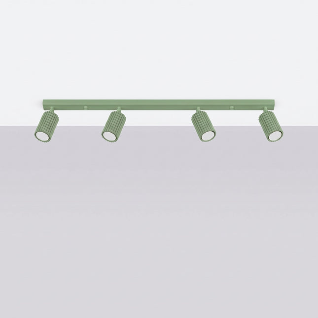 Oslo Bar ceiling light 4 adjustable spotlights 81 cm in sage green aluminum, lifestyle view