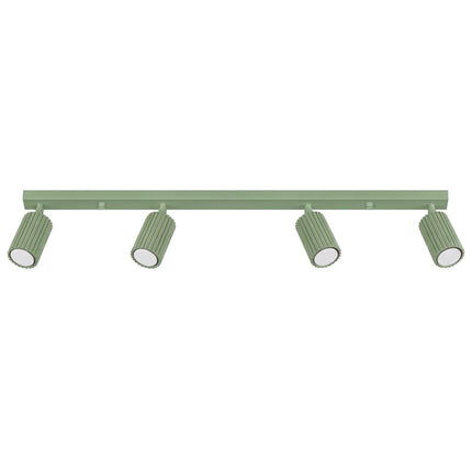 Plafonnier Oslo Barre 4 Spots Orientables 81 cm en Aluminium Vert Sauge, packshot sur fond blanc