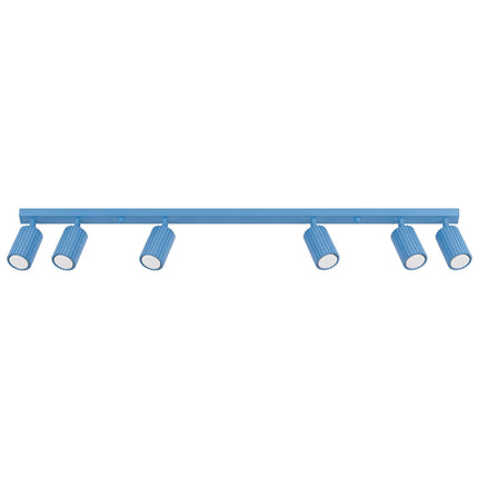 Plafonnier Oslo barre 6 spots orientables 117 cm bleu ciel, packshot sur fond blanc