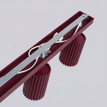 Plafonnier Oslo barre 6 spots orientables 117 cm bordeaux, vue de détail