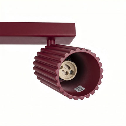 Plafonnier Oslo barre 6 spots orientables 117 cm bordeaux, packshot de trois quarts