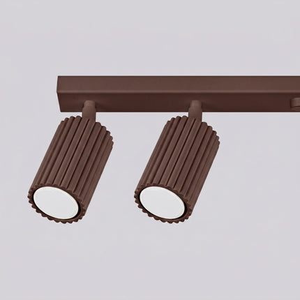 Plafonnier Oslo barre 6 spots orientables 117 cm brun chocolat, vue de détail