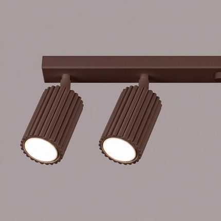 Plafonnier Oslo barre 6 spots orientables 117 cm brun chocolat, packshot de trois quarts