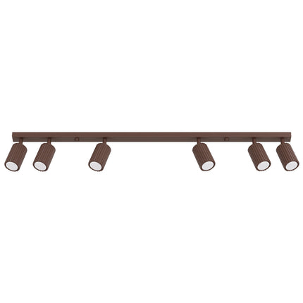 Plafonnier Oslo barre 6 spots orientables 117 cm brun chocolat, packshot sur fond blanc
