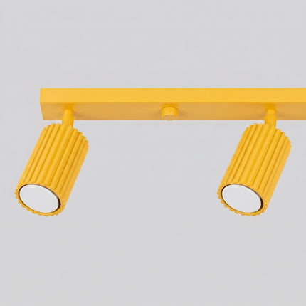 Plafonnier Oslo barre 6 spots orientables 117 cm jaune ambré, packshot de trois quarts