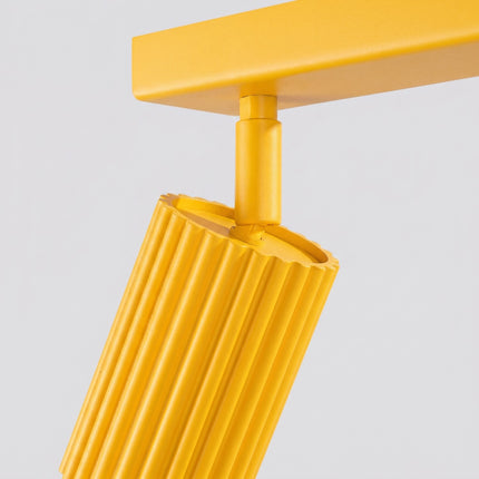 Plafonnier Oslo barre 6 spots orientables 117 cm jaune ambré, détail de la fixation