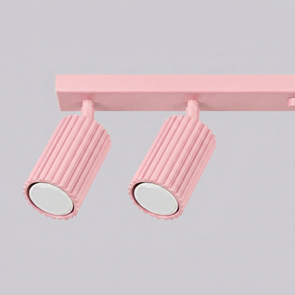 Plafonnier Oslo barre 6 spots orientables 117 cm rose poudré, vue de détail