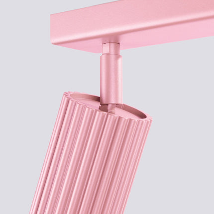 Plafonnier Oslo barre 6 spots orientables 117 cm rose poudré, détail de la fixation