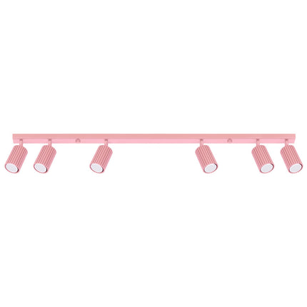Plafonnier Oslo barre 6 spots orientables 117 cm rose poudré, packshot sur fond blanc