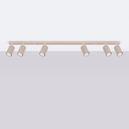 Plafonnier Oslo Barre 6 Spots Orientables 117 cm en Aluminium Taupe, vue en situation