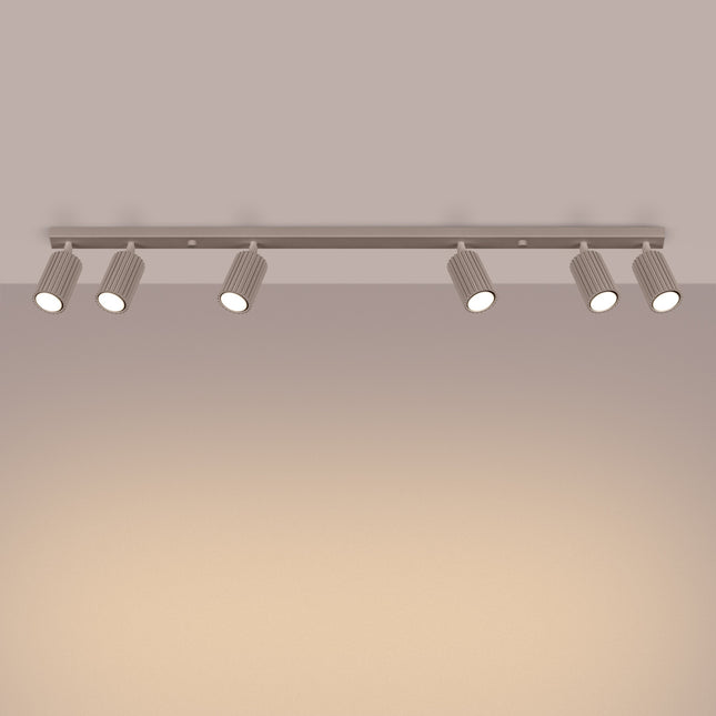 Oslo Bar ceiling light 6 adjustable spotlights 117 cm in taupe aluminum, light on