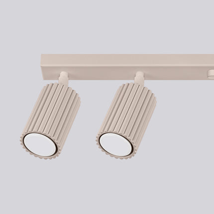 Plafonnier Oslo Barre 6 Spots Orientables 117 cm en Aluminium Taupe, vue de détail