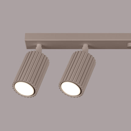 Plafonnier Oslo Barre 6 Spots Orientables 117 cm en Aluminium Taupe, packshot de trois quarts