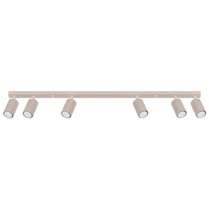 Plafonnier Oslo Barre 6 Spots Orientables 117 cm en Aluminium Taupe, packshot sur fond blanc