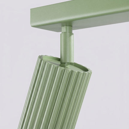 Plafonnier Oslo barre 6 spots orientables 117 cm vert sauge, détail de la fixation