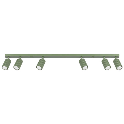 Plafonnier Oslo barre 6 spots orientables 117 cm vert sauge, packshot sur fond blanc